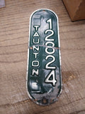 Vtg 1960's Taunton Massachusetts Bicycle License Plate 12824 Rat Bike Man Cave