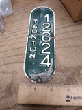 Vtg 1960's Taunton Massachusetts Bicycle License Plate 12824 Rat Bike Man Cave