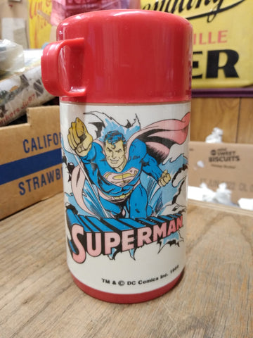 Vtg Aladdin Superman 8 Oz Plastic Lunchbox Thermos Lid Stopper DC Comics 1986
