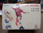 Vtg LK Mechanical Wind Up Skate Board Rider Original Box needs key Works Great!