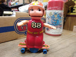 Vtg LK Mechanical Wind Up Skate Board Rider Original Box needs key Works Great!