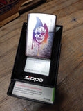 Vtg NOS Sealed 2018 Zippo Skull Flame Brushed Chrome Cigarette Lighter Orig Box!