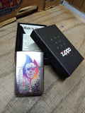 Vtg NOS Sealed 2018 Zippo Skull Flame Brushed Chrome Cigarette Lighter Orig Box!
