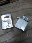 Vtg Carrib Sailfish Cigarette Lighter Brushed Chrome Japan Nice Snap Nice Shape!