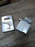 Vtg Carrib Sailfish Cigarette Lighter Brushed Chrome Japan Nice Snap Nice Shape!
