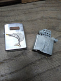 Vtg Carrib Sailfish Cigarette Lighter Brushed Chrome Japan Nice Snap Nice Shape!