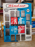 Vtg NOS Windsor Windproof Sport Cigarette Lighter 12 Piece Counter Display Nice!