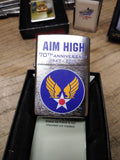 Vtg NOS Zippo Cigarette Lighter Aim High 1947-2017 70th Anniversary Brush Chrome