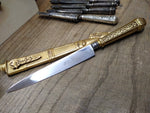 Vtg Inox Quero Quero Argentina Gaucho Hunting Knife Dagger Sheath Gold Plated