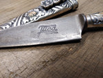 Vtg Juca Industria Argentina Gaucho Hunting Knife Dagger Sheath Gold Accents