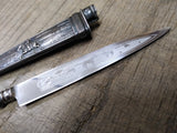 Vtg Inox Argentina Gaucho Hunting Knife Dagger w/Sheath Horse Etchings 4" Blade!