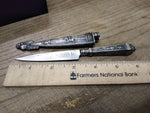 Vtg Inox Argentina Gaucho Hunting Knife Dagger Sheath Horse Etchings 3.25" Blade
