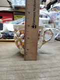 Vtg Fancy Dogwood Flower Lusterware Gold Pink White Coffee Tea Cup Germany Nice!