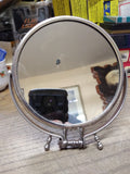 Vtg Cross Travel Folding Shaving Mirror w/Leather Case Compact 5.25” Camping