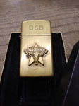 Vtg 1991 Zippo Slim Brass Marlboro Longhorn Star Cigarette Lighter Initials BSB!