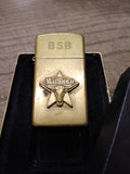 Vtg 1991 Zippo Slim Brass Marlboro Longhorn Star Cigarette Lighter Initials BSB!