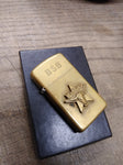 Vtg 1991 Zippo Slim Brass Marlboro Longhorn Star Cigarette Lighter Initials BSB!