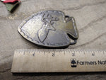 Vtg 8 Point Buck on Indian Arrow Head Brass Belt Buckle 2.25"