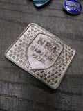 Vtg NRA 2 Million Club Gold Tone with Stars Belt Buckle Great Shape!