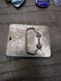 Vtg NRA 2 Million Club Gold Tone with Stars Belt Buckle Great Shape!
