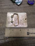 Vtg NRA 2 Million Club Gold Tone with Stars Belt Buckle Great Shape!