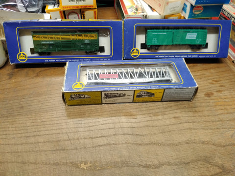 Vtg AHM HO Train 3 Pc Freight Car Lot Chemplex Penn Central Chicago NW w/Boxes