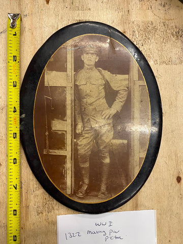 Vtg Mourning Picture WW1 Soldier Uniform Military US Metal Pin 8" Army Officer