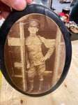 Vtg Mourning Picture WW1 Soldier Uniform Military US Metal Pin 8" Army Officer