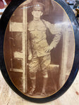 Vtg Mourning Picture WW1 Soldier Uniform Military US Metal Pin 8" Army Officer