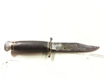 Vtg 436 fixed blade survival hunting camping Knife brown leather ring handle