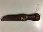Vtg Romo hunting survival camping knife fixed 6"blade brown leather handle