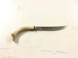 Vtg hand made hunting camping survival knife fixed blade elk horn handle USA