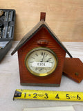 Vtg Waterbury Clock Co. USA Log Cabin School house Mantle Chime Works