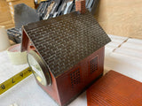 Vtg Waterbury Clock Co. USA Log Cabin School house Mantle Chime Works