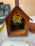 Vtg Waterbury Clock Co. USA Log Cabin School house Mantle Chime Works