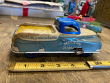 Vtg Courtland Tin Car Truck Wind Up Toy 1950's Modern Decorators Painting Wallpa