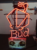 Steelers Budweiser Neon Light Football Sign Advertising Collectible Pittsburgh