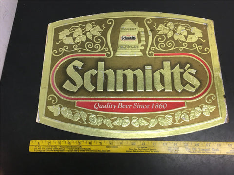 Vintage Schmidt's Quality Beer Since 1860 sign Gold leaf and beer stein featured