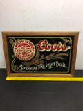 Mint ADOLPH COORS GOLDEN COLORADO "AMERICAS FINE LIGHT BEER" wood and glass sign