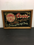 Mint ADOLPH COORS GOLDEN COLORADO "AMERICAS FINE LIGHT BEER" wood and glass sign