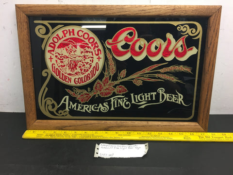 Mint ADOLPH COORS GOLDEN COLORADO "AMERICAS FINE LIGHT BEER" wood and glass sign