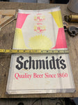 Vtg Schmidts beer Sign 1970's 18x10 Breweriana Man Cave Bar room Tavern Collecti