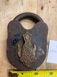 Antiqe Padlock Steel Brass Cover 1800's Civil War Era Vtg Art Deco Fancy Lock