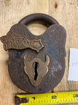 Antiqe Padlock Steel Brass Cover 1800's Civil War Era Vtg Art Deco Fancy Lock