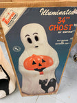 Vtg Empire Halloween Blow Mold 34" Ghost Pumpkin Black cat Box!
