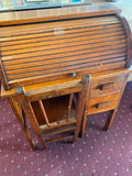 Antique Kids Child Roll top Desk Chair Vintage Wood Dolls Display Office Nice!