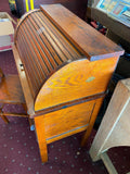 Antique Kids Child Roll top Desk Chair Vintage Wood Dolls Display Office Nice!
