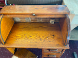 Antique Kids Child Roll top Desk Chair Vintage Wood Dolls Display Office Nice!