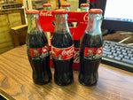 VTG 1990s Coca Cola NASCAR Racing Family 6 pack 8oz. bottles christmas bottles