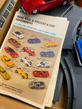 Eldon Slot Car Set 1/32 Red Blue Chrome Camaro Mustang Fastback California Custo